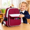 thumbnail image 4 of AHMOMEI Contrast Trim Backpack 13.39", Multi Pocket Casual Daypack with Adjustable Shoulder Straps, Waterproof Portable Carry Bag for Playtime, Trip, 4 of 7