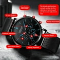 thumbnail image 2 of POEDAGAR Men Watch Fashion Chronograph Slim Stainless Steel Mesh Quartz Men's Wristwatch Waterproof Luminous Date Sport Watch, 2 of 4