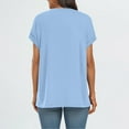 thumbnail image 5 of YODETEY Women’s Crewneck T-Shirt with Shorts Sleeve, Soft Cotton-Blend Everyday Shirts Tops Blouses , Women's Plus Blue,Size XXL, 5 of 10