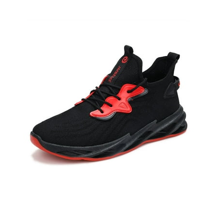 

Crocowalk Men Athletic Lace Up Trainers Workout Lightweight Round Toe Running Shoe Fashion Sneakers Black Red 6