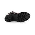 thumbnail image 5 of BLISSFUL STEP Women's Printed Platform Block Heel Combat Boots Black Pink 7, 5 of 7