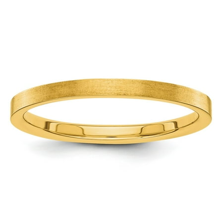 Roy Rose Jewelry 14K Yellow Gold 2mm Flat Satin Finish Wedding Band Ring Size 4.5