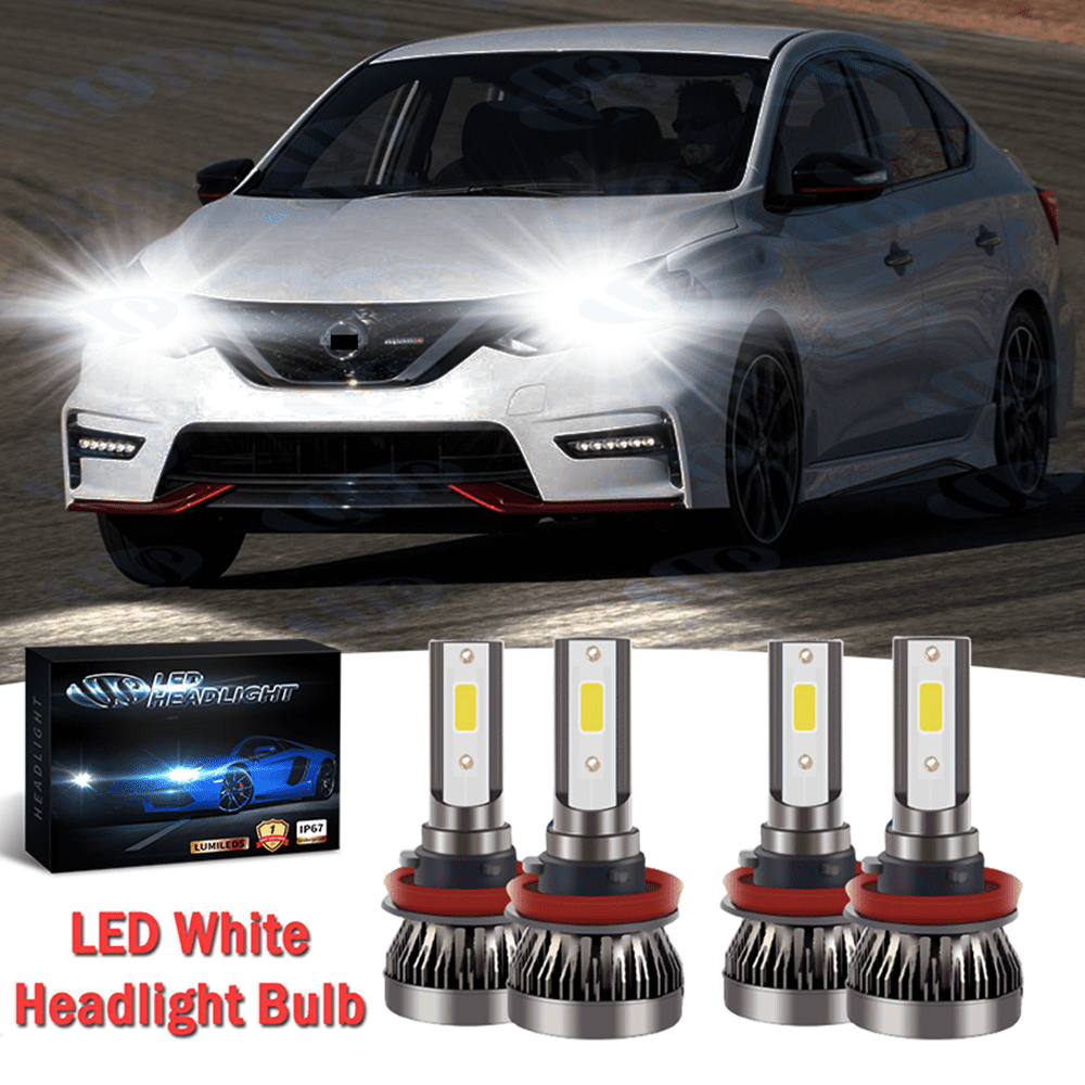 H11 H9 LED Headlight Bulbs For Nissan Sentra Pathfinder 2017-2018 High Low Beam 