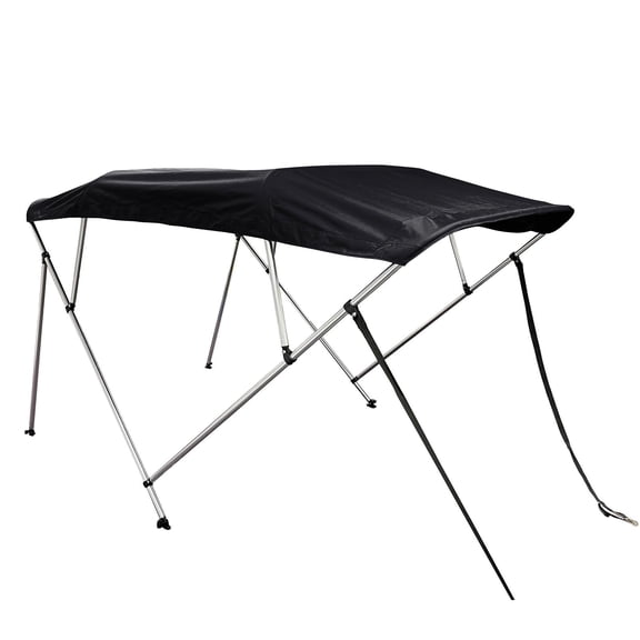 SavvyCraft® 4 Bow Boat Bimini Top with Aluminum Frame & Canvas, 8ft L x 54in H x 73-78in W Black