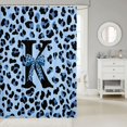 thumbnail image 2 of Manfei Dreamy Bow Alphabet K Shower Curtain 72Wx84L,Leopard Print Bathroom Shower Curtain,Blue, 2 of 5