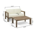 thumbnail image 3 of GDF Studio Lucia Outdoor Acacia Wood Loveseat and Coffee Table Set with Cushions, Beige and Brown, 3 of 10