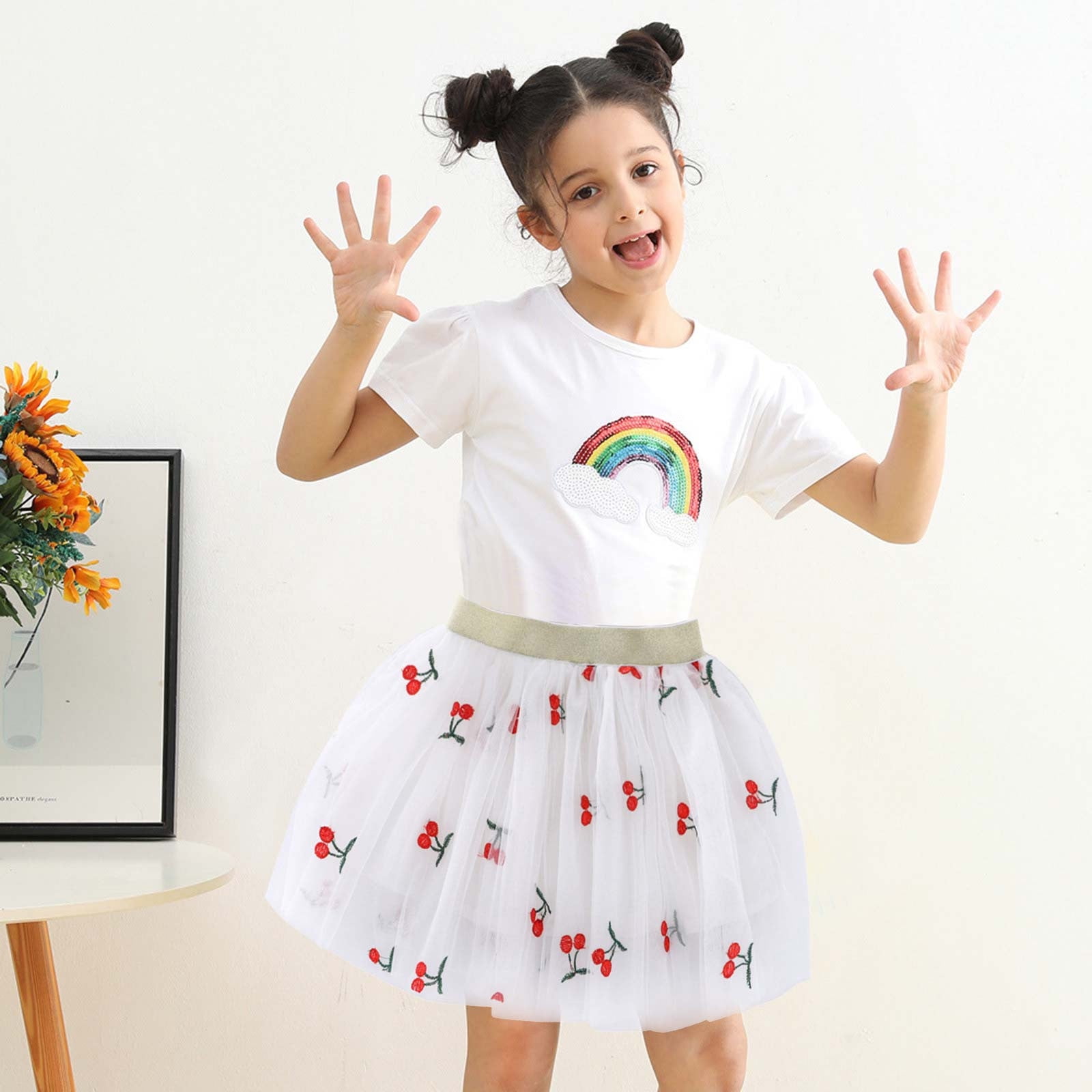 Robe De Noël Fille | Imprimé Père Noël Et Flocons | Jupe Tutu En Dentelle | Taille 2 à 10 Ans | Pour Fêtes Et Photos
