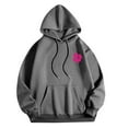thumbnail image 3 of Arnsht Women Cute Printed Hoodies Comfy Preppy Hooded Sweatshirts for Teen Girls Long Sleeve Drawstring Pullover Tops Gray XXL, 3 of 4