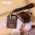 thumbnail image 6 of Wrangler Women's Western Dual Pouch Wristlet Wallet - Embroidered Boot Scroll Design with Zippered Card Holder, Leopard-Coffee, 6 of 7