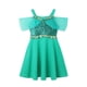 thumbnail image 3 of Vestido de princesa de algodón para niñas pequeñas, ropa informal de fiesta de cumpleaños, vacaciones, sirena, melocotón, Elsa, Anna, blanca, nieve, Verano, 3 of 5