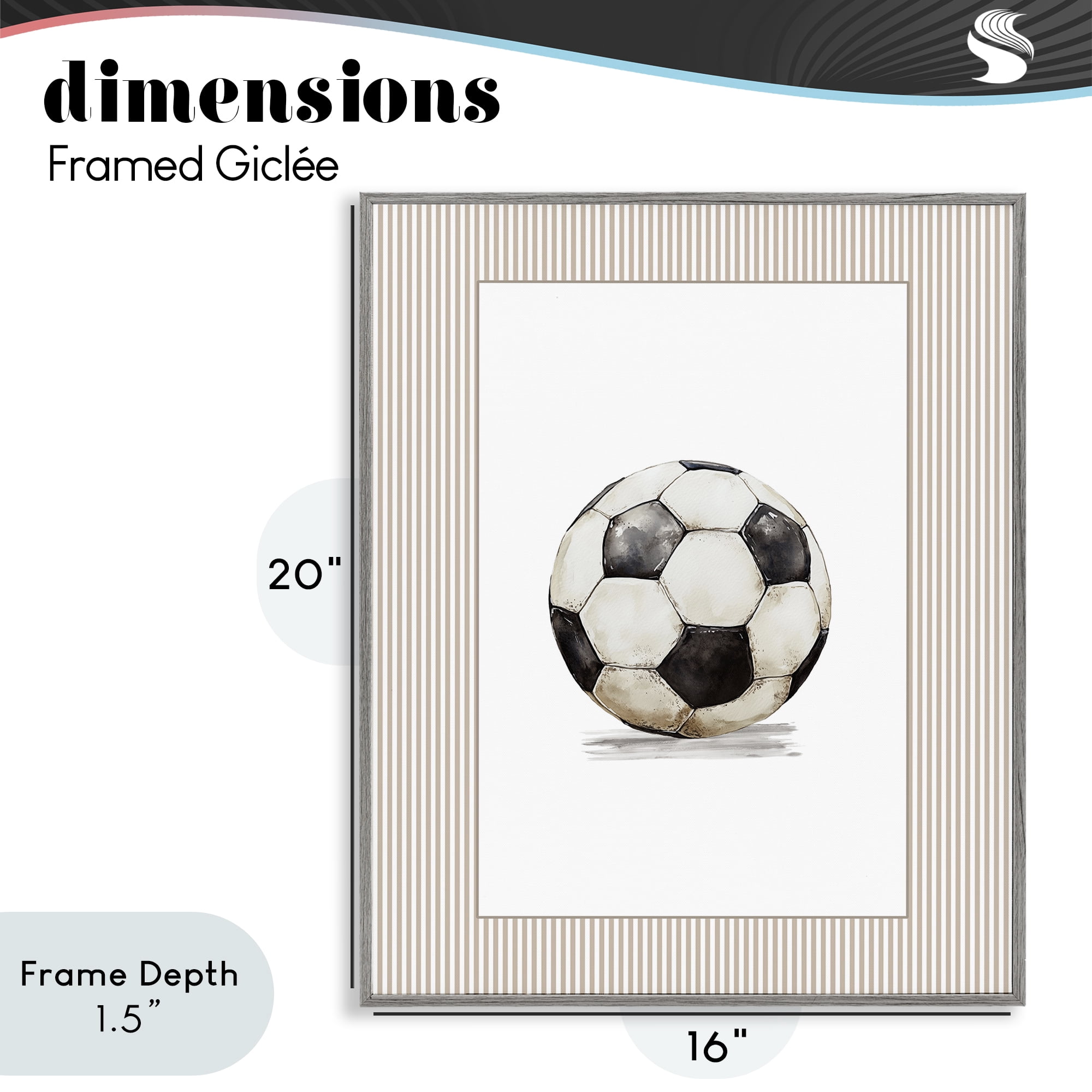 Stupell Industries Vintage Sports Soccer Ball Gray Framed Giclee Art, design by Christine Simpson Art