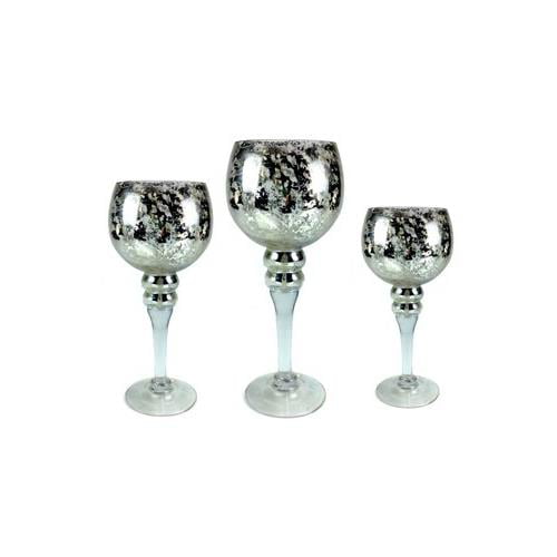 Set of 3 Hurricane Candle Holders Palais Glassware Elegant Bougeoir Collection Amber Finish 