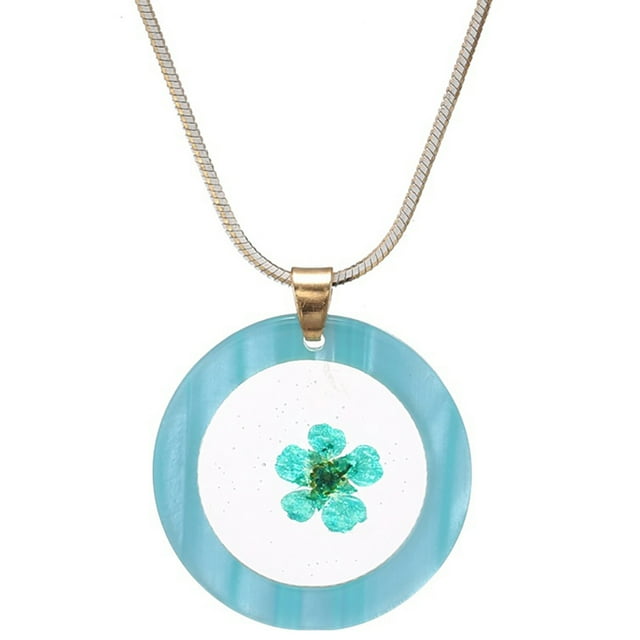 Bangcool Pendentif Géométrique Simple Séché Collier de Fleurs Collier Charme Collier pour les Femmes