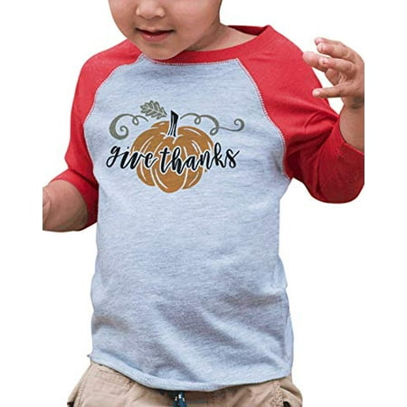 

7 ate 9 Apparel Kids Give Thanks Pumpkin Raglan Red