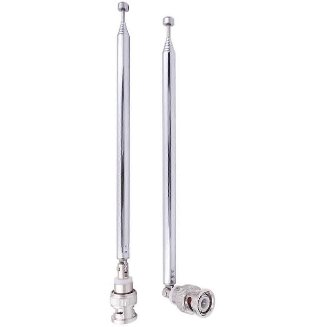 (2 Pack) Bnc Radio Antenna With Bnc Male Plug Connector Adapter Telescopic Stainless Steel Hf Vhf U