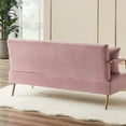 thumbnail image 2 of Bianlte Velvet Loveseat Sofa Couch,Modern Comfortable Sofa Loveseat Small Sofa Couch for Living Room Bedroom Apartment Dorm,Gold Metal Leg & 2 Throw Pillows,Pink, 2 of 9