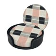 thumbnail image 2 of 6 Pce Leather Coasters 3.9in With Coasters Storage Box Antifouling And Antiscalding For Dining Room Kitchen Office Bedroom Living Room Argyle Plaid Lightcoral_2, 2 of 8