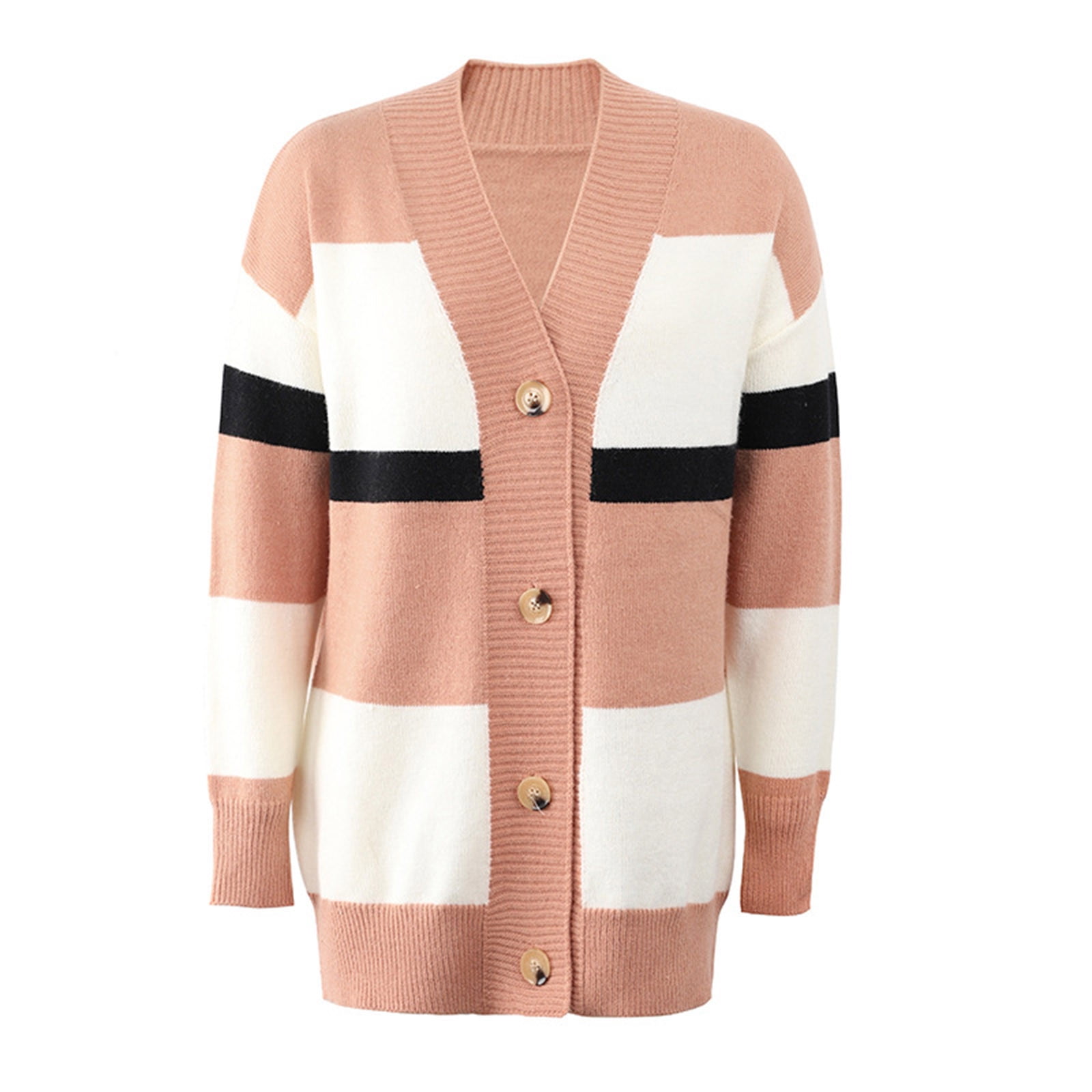 Buy 2022 Color Block Pink Cardigan for Women at Ubuy Nigeria