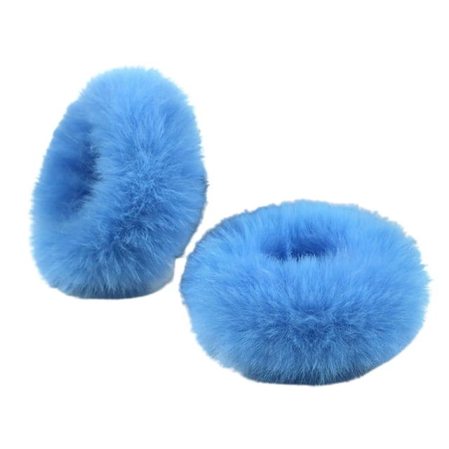 2Pcs Bright Color Simple Hair Ties Handmade Faux Rabbit Fur Furry Scrunchies Hair Accessories