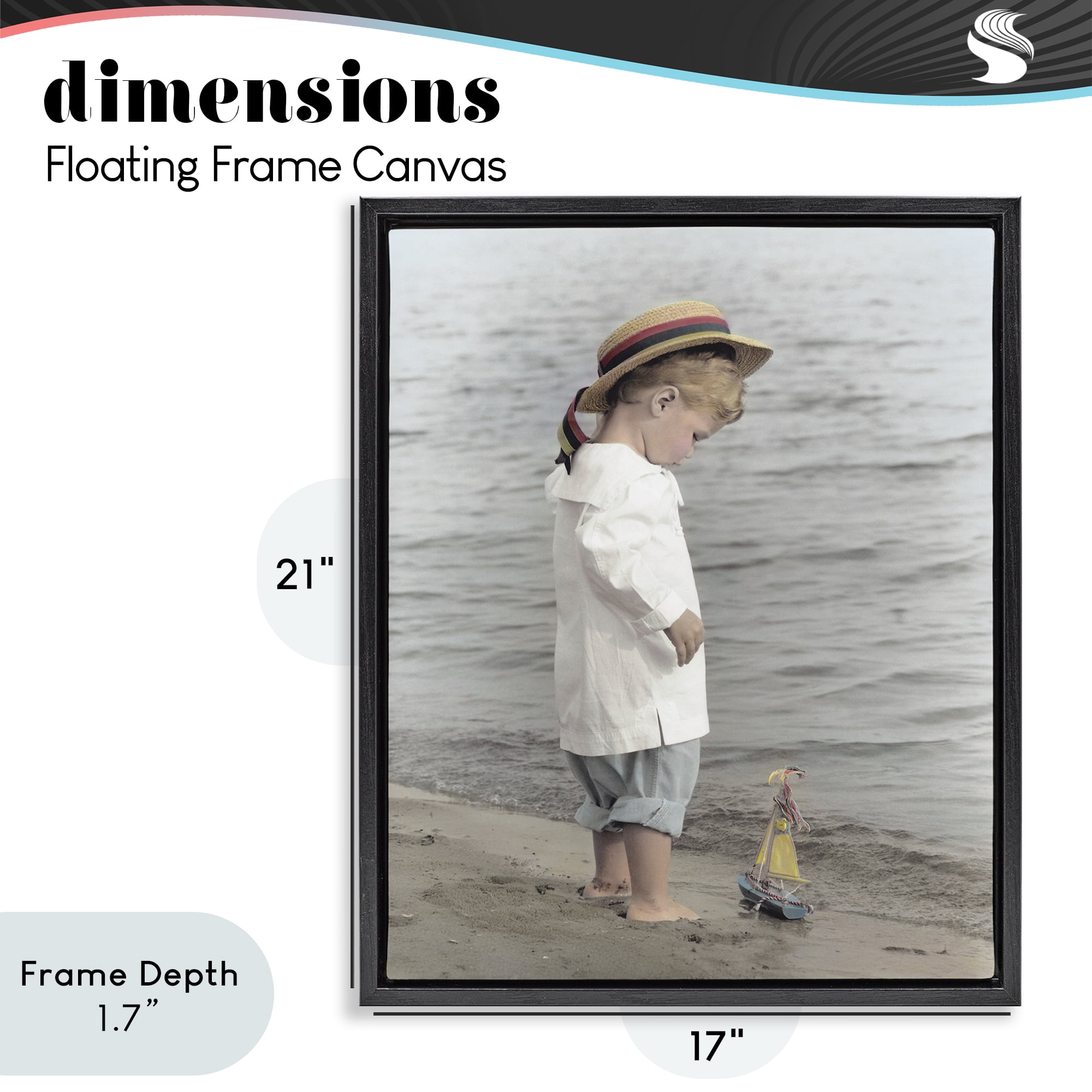 Stupell Industries Child on Beach Shore Black Framed Floater Canvas Wall Art, design by Kendra Dew