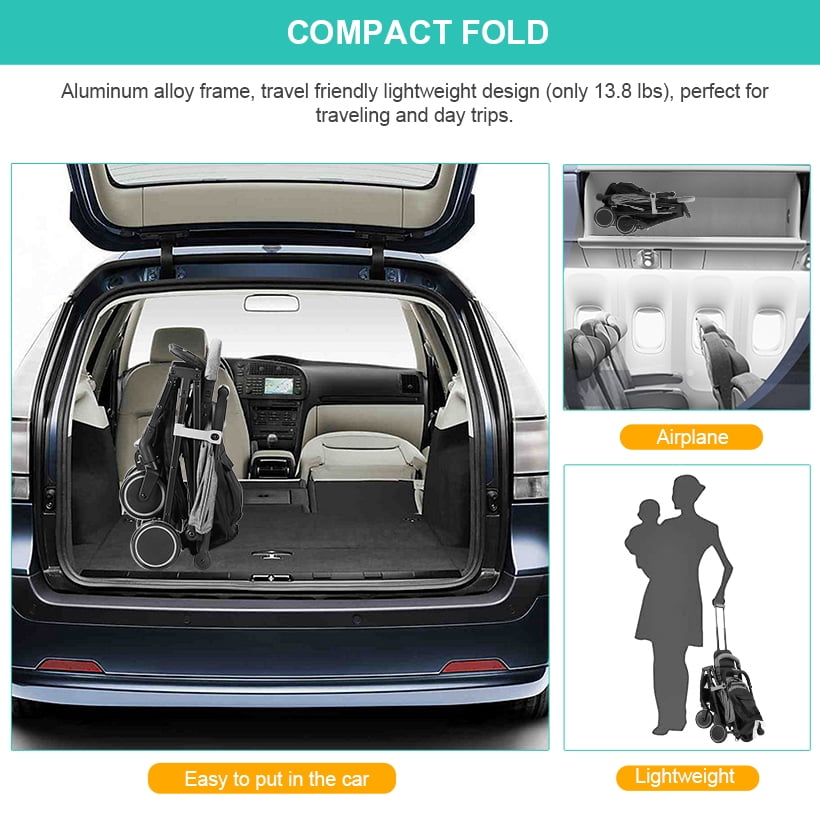 LIVINGBASICS 2 In 1 Convertible Baby Stroller Foldable Compact Stroller Baby Carriage With Storage Basket And Adjustable Canopy