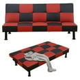 thumbnail image 5 of Aukfa Modern Futon Convertible Sofa Bed for Home Office, Leather, Black&Red, 5 of 13