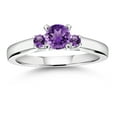 thumbnail image 4 of Gem Stone King 925 Sterling Silver Purple Amethyst 3-Stone Engagement Ring for Women (0.60 Cttw, Gemstone February Birthstone, Size 6), 4 of 4