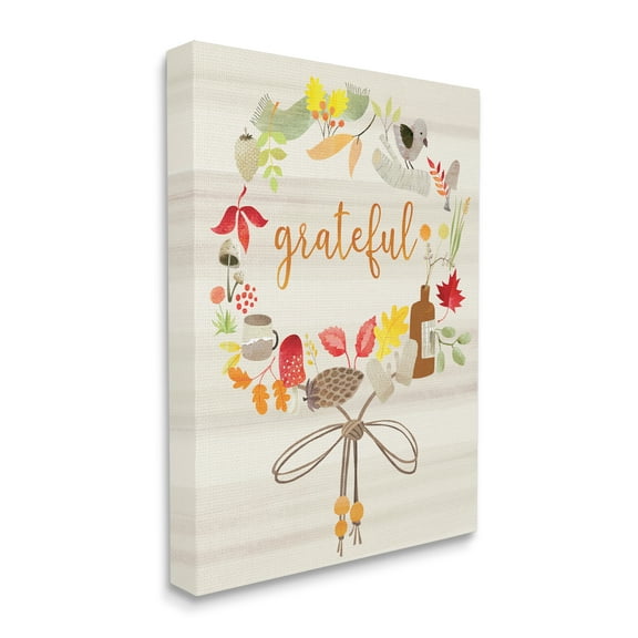 Stupell Industries Grateful Acknowledgement Autumn Forest Foliage Wreath, 16 x 20, Designed by Laura Watson