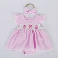 thumbnail image 4 of Baby Girl Bubble Romper Summer Easter Baby Girl Romper Dress My First Easter Fly Sleeve Smocked Dress Baby Rompers Pink 0 Months-3 Months, 4 of 7