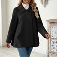 thumbnail image 2 of EANJE Women's Short Fleece Blend Coat, Collared Long Sleeve Relaxed Fit Jacket, Solid Color Casual Outerwear for Autumn Winter Shopping Black M, 2 of 5