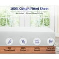 thumbnail image 4 of Royale Linens 300 Thread Count 100% Long Staple Combed Cotton Fitted Sheet - Super Soft Deep Pocket Bottom Sheet - White Fitted Sheet Full Size - Full Fitted Sheet Only - Elastic Sheet (Full, White), 4 of 10