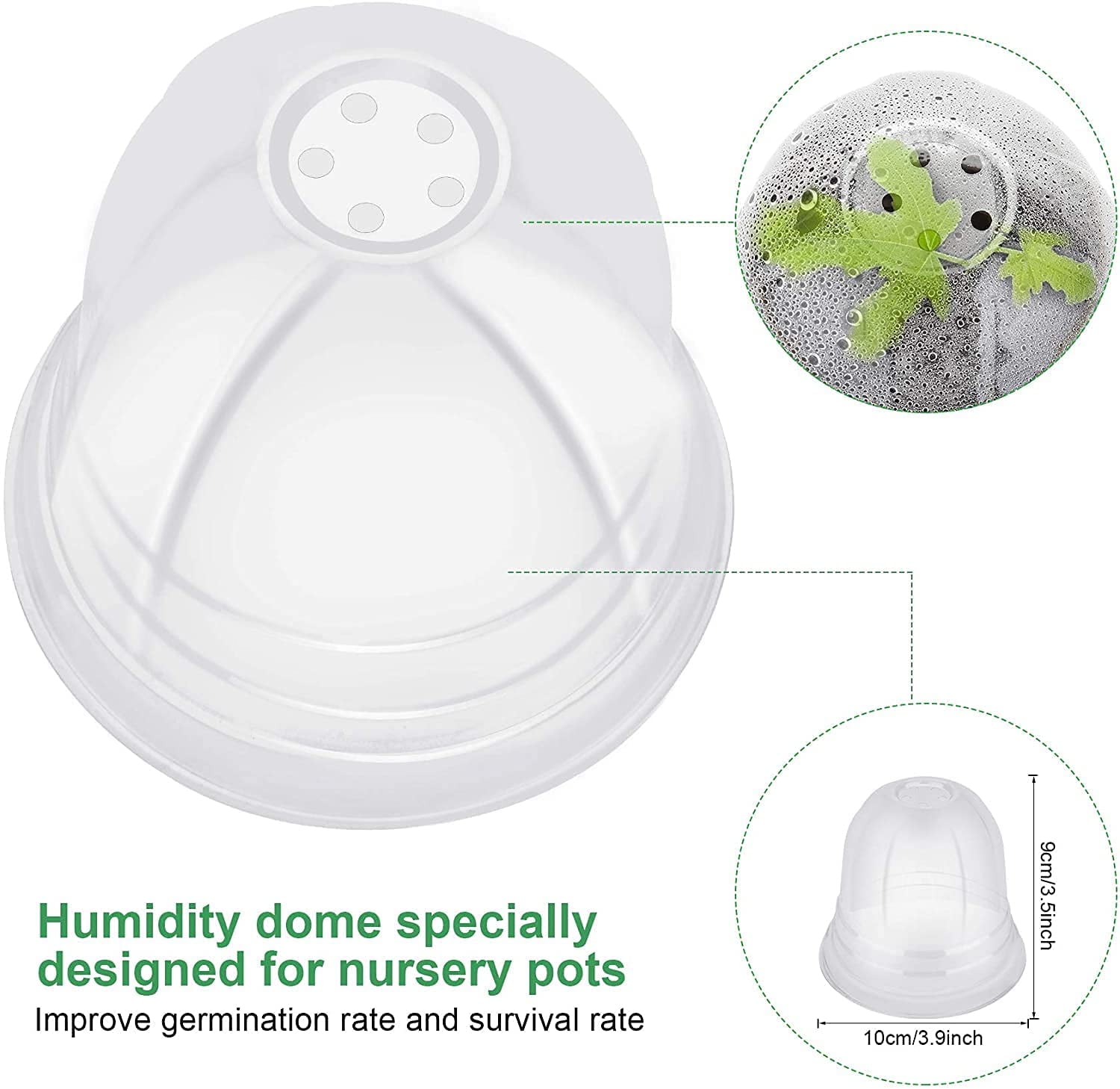 Plant Nursery Pots with Humidity Dome 4" Soft Transparent Plastic Gardening Pot Planting Containers Cups Planter Small Starter Seed Starting Trays for Seedling with 10pcs Plant Labels，30 Sets