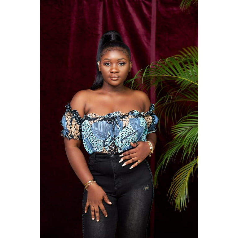 Nkunim(Victory)Short Sleeve Off Shoulder Drawstring Crop Top