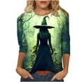 thumbnail image 2 of Cloaraye Halloween Shirts for Women Crew Neck 3/4 Sleeve T Shirts Fashion Print Loose Halloween Costumes, 2 of 5