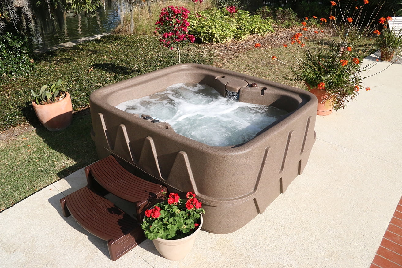 Select 400 4-Person Stainless 20-Jets Plug and Play Hot Tub with LED Waterfall in Keystone