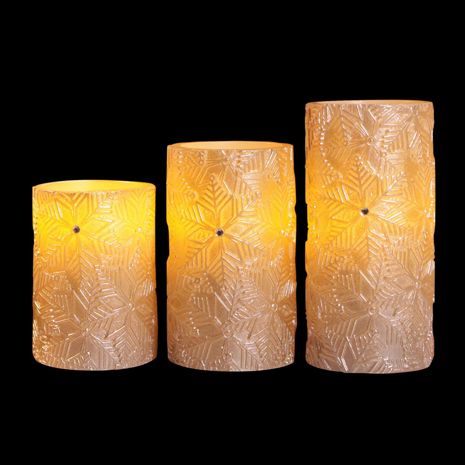 Hometrends Ensemble de bougies DEL avec flocons de neige champagne doré avec télécommande