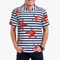 thumbnail image 5 of Yiaed Starfish Navy Blue StripePrint Men's Short Sleeve Polo Shirt,Golf Polo for Men Three-Button Golf Shirt Athletic Casual Collared T-Shirt- Small, 5 of 7