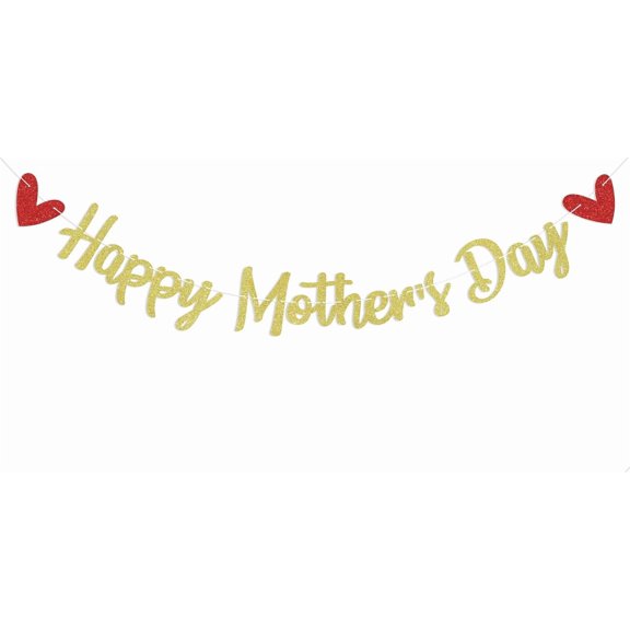 Happy Mother's Day Banner - Mother's Day Decorations, Best Mom Ever Decor, Mothers Day Hanging Decorations Mother Day Party Supplies Gold Glitter