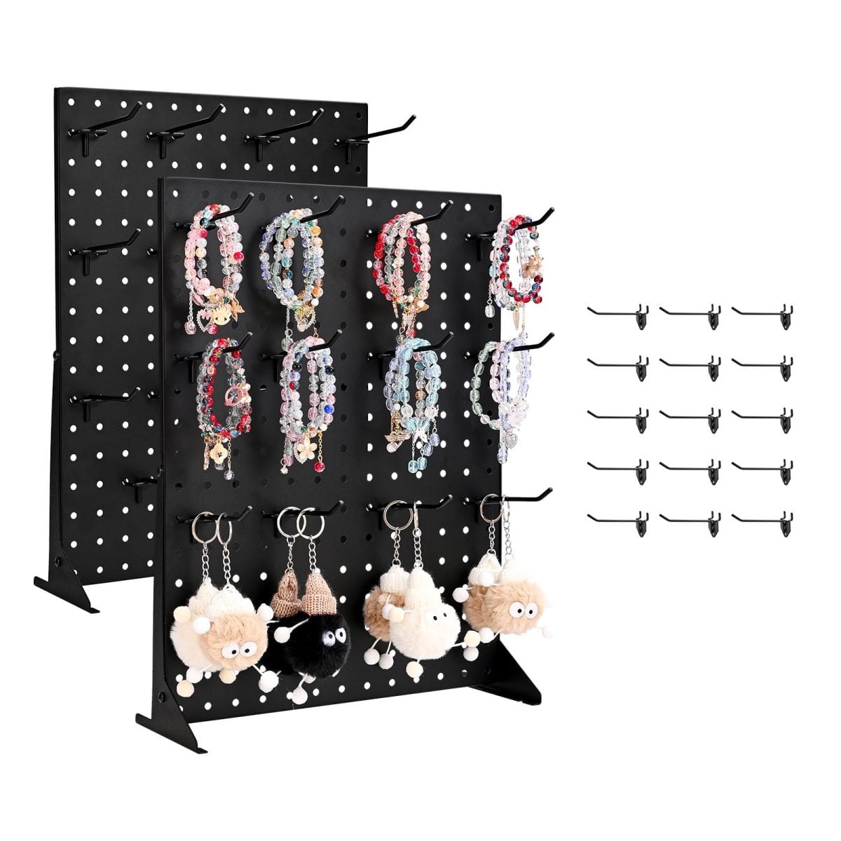 TENGDA Pegboard Display Stand with 15 Hooks Pegboard Panels Display Black (1 PCS)