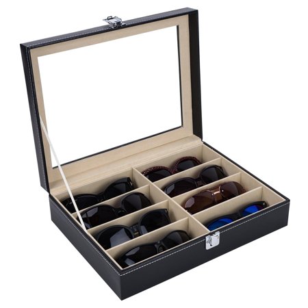 Zimtown 8 Slots Leather Sunglass Glasses Storage Holder Box Display Case