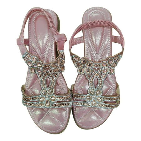 

Clearance Rciityk Women s Sandals Bohemian Flats Wedge Heel Open Toe Comfortable Shoes Roman Sandals - Summer s Best Shoes