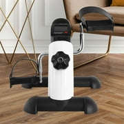 Under Desk Exercise Bike,Stationary Foot Pedal Exerciser,Portable Mini Exercise Bike with LCD Screen Displays for Leg/Arm Fitness and Health,White