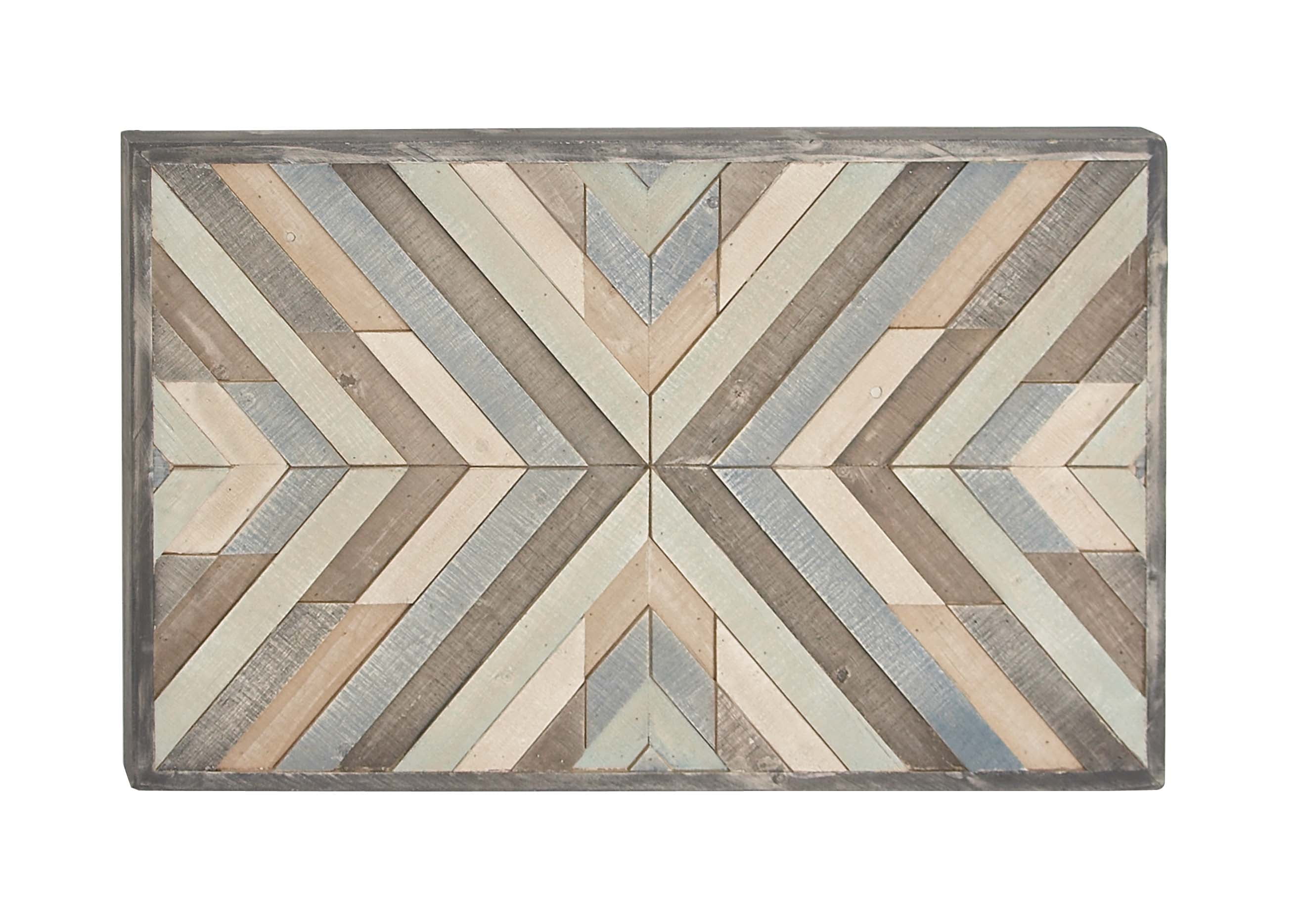 Decmode Rectangular Chevron Pattern Light Wood Wall Art, 32" x 20