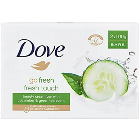 Dove:"Go Fresh" Fresh Touch Beauty Cream Bar With Cucumber & Green Tea Scent * 3.5 Ounces (100G) Bars (Pack Of 2) * [ Italian Import ]