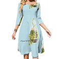 thumbnail image 1 of Vestido acampanado con nudo en forma de corazón y diseño de moda de terrario azul Vestido holgado de talla grande Terrario Plantas calmantes azules Cactus, 1 of 6