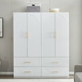 thumbnail image 4 of Sophshelter Armoire Wardrobe Closet, Wood 4 Door 4 Drawers White Closet for High Storage Capacity, Tall Armoire Storage Closet with 2 Shelves and Hanging Rod, 4 of 12