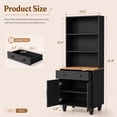 thumbnail image 6 of SESSLIFE Pantry Cabinet, 63" H Kitchen Pantry Storage Cabinet with 3 Open Shelves, Drawer & Adjustable Bottom Storage, Wood Kitchen Pantry Cabinet for Dining Room Living Room, Black, 6 of 9