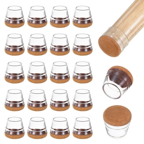 Uxcell 32-Pack Chair Leg Floor Protectors, 0.75-0.9 Inch Silicone Cups Round Felt Furniture Pads Chair Leg Covers Socks [Transparent White]