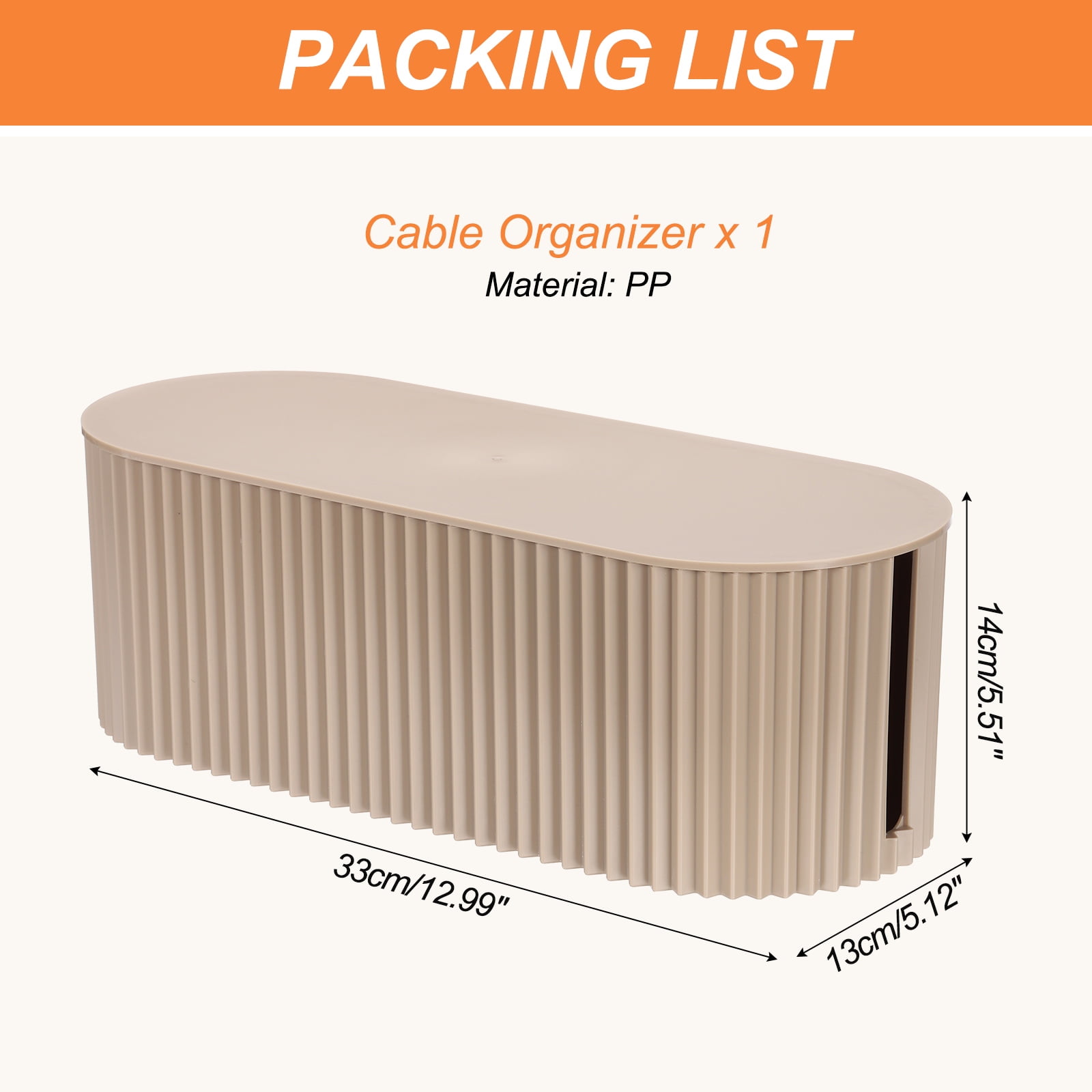 Uxcell Cable Management Box, Cord Hider Organizer Decorative Strip Storage Box for TV Computer Cords, Large, Light Brown, 1 Pcs