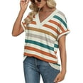 thumbnail image 5 of Womens Summer Tops Short Sleeve Shirts 2025 Fashion V Neck Outfits Clothes, 5 of 5